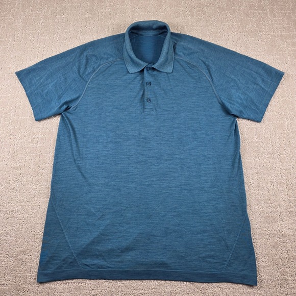 lululemon athletica Other - Lululemon Metal Vent Tech Polo Shirt Mens Large Blue Teal Short Sleeve Athletic